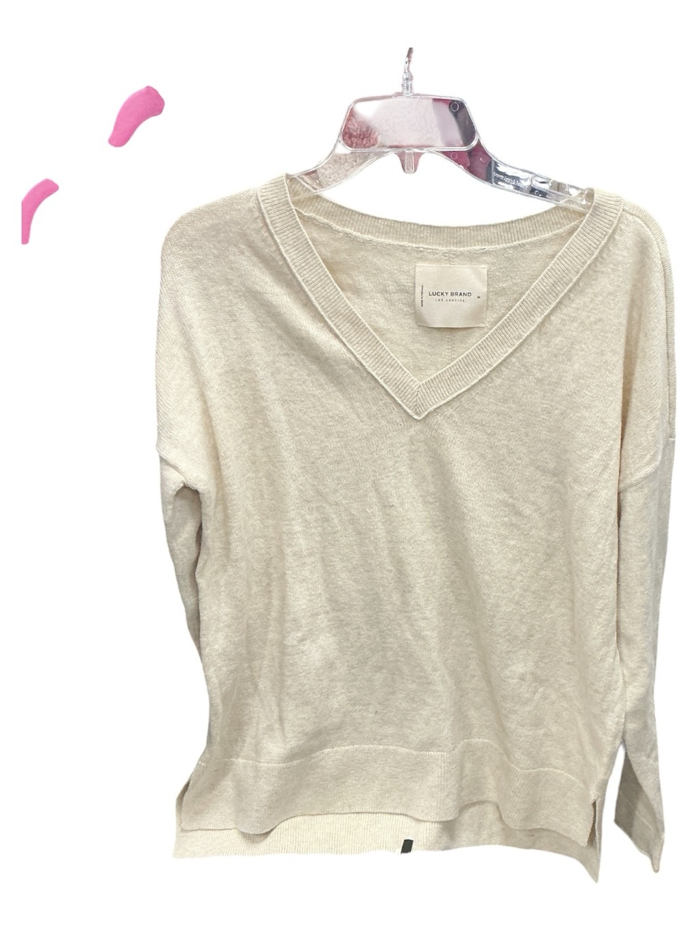 Lucky Brand Cream V-Neck Pullover Sweater